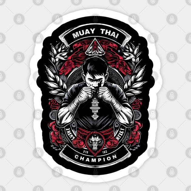 Muay Thai Fighter Sticker by TaevasDesign